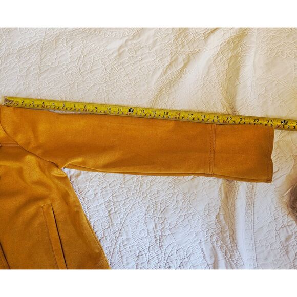 Trendy Chic Mustard Cropped Suede Moto Jacket By Philosophy Republic Size Small - Picture 7 of 9